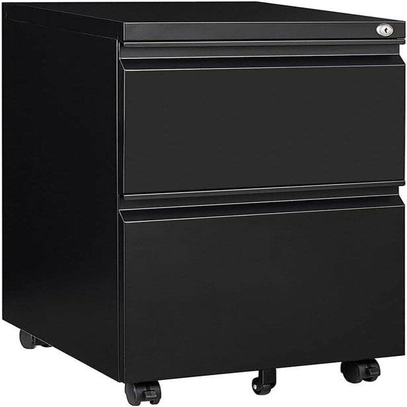 2-Drawer Locking Mobile File Cabinet with 5 Casters
