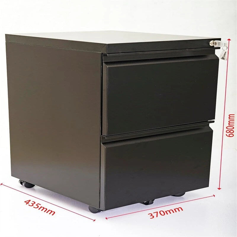 2-Drawer Locking Mobile File Cabinet with 5 Casters
