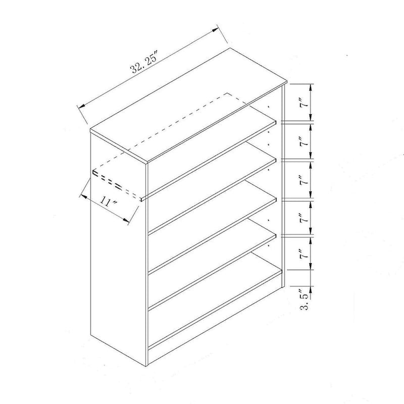 2-Door Shoe Cabinet with 5 Shelves and Metal Knob Handles