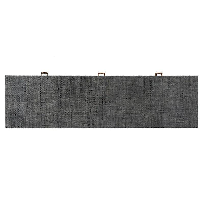 60" Woven Raffia 3-Door Sideboard with Brass Pulls & Adjustable Shelf