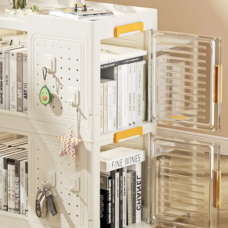 4-Tier Rolling Storage Cart with 8 Doors and Clear Panels