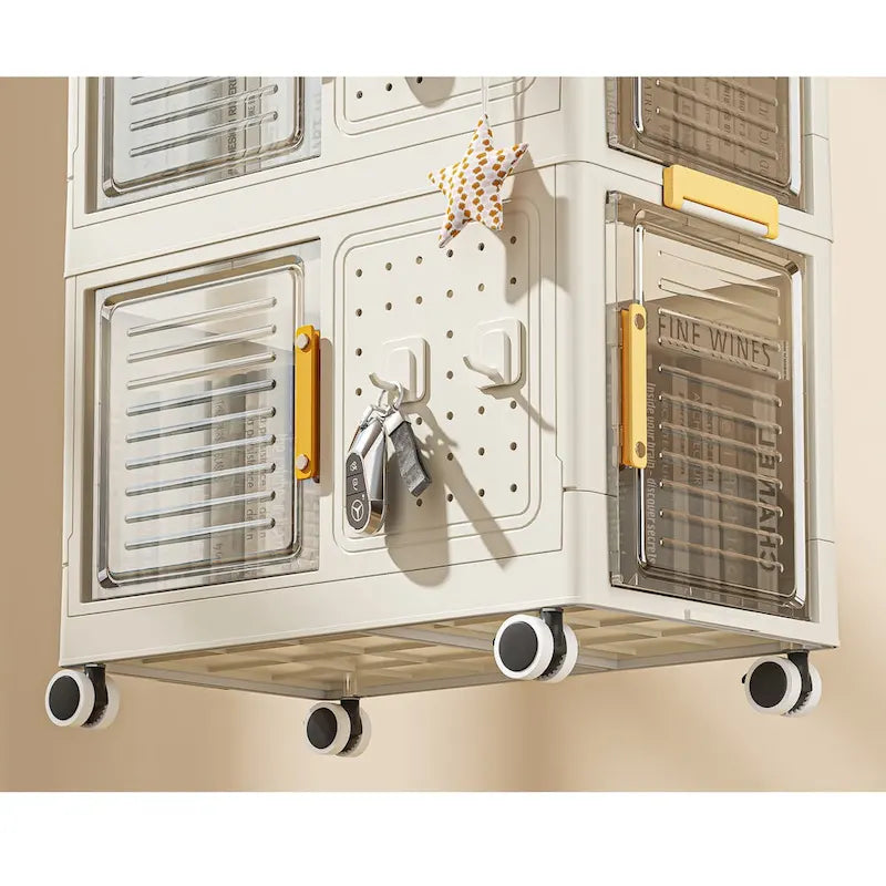 4-Tier Rolling Storage Cart with 8 Doors and Clear Panels