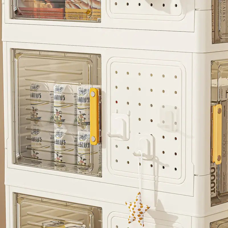 4-Tier Rolling Storage Cart with 8 Doors and Clear Panels