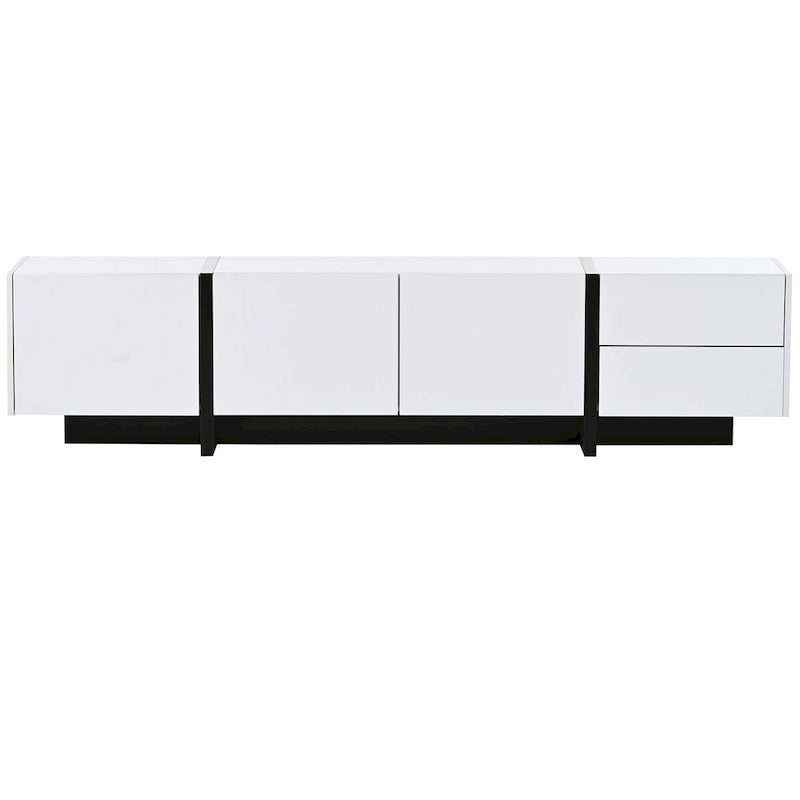 Modern TV Stand with 2 Drawers & 3 Cabinets – Fits TVs Up to 80"