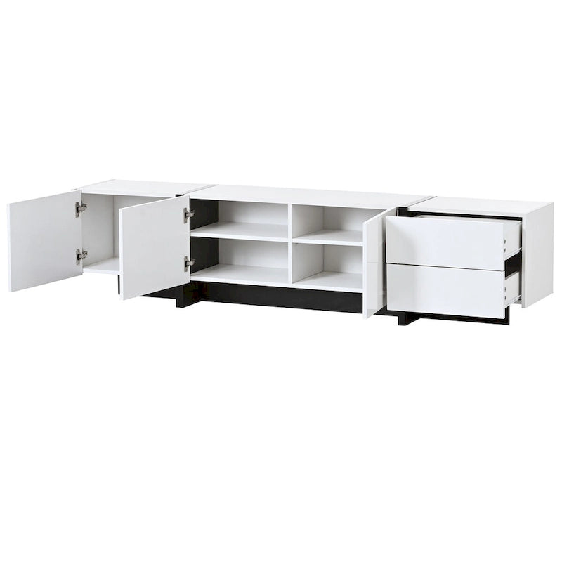 Modern TV Stand with 2 Drawers & 3 Cabinets – Fits TVs Up to 80"