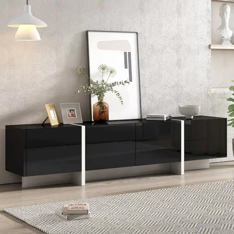 Modern TV Stand with 2 Drawers & 3 Cabinets – Fits TVs Up to 80"