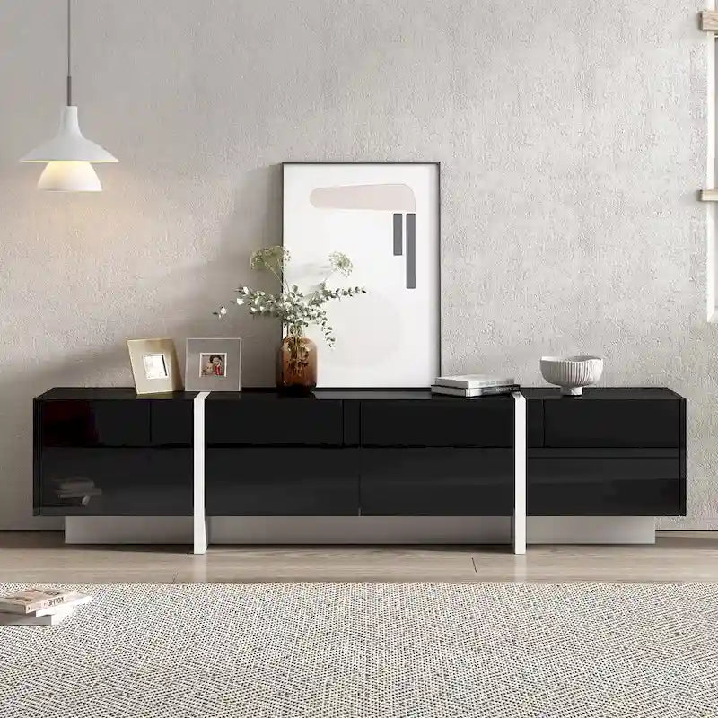 Modern TV Stand with 2 Drawers & 3 Cabinets – Fits TVs Up to 80"