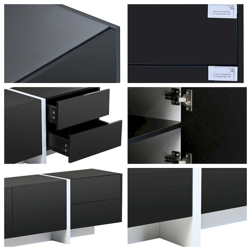 Modern TV Stand with 2 Drawers & 3 Cabinets – Fits TVs Up to 80"