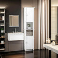 Freestanding Bathroom Storage Cabinet with 2 Doors & Open Shelves