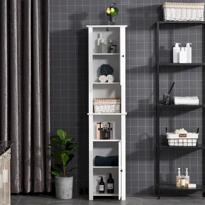 Freestanding Bathroom Storage Cabinet with 2 Doors & Open Shelves