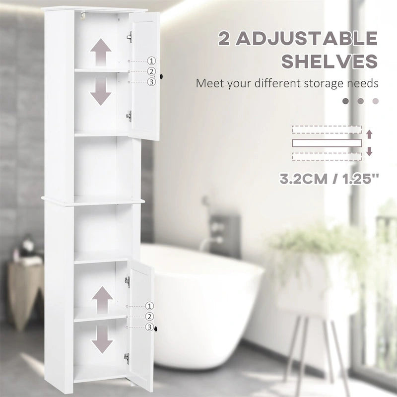 Freestanding Bathroom Storage Cabinet with 2 Doors & Open Shelves