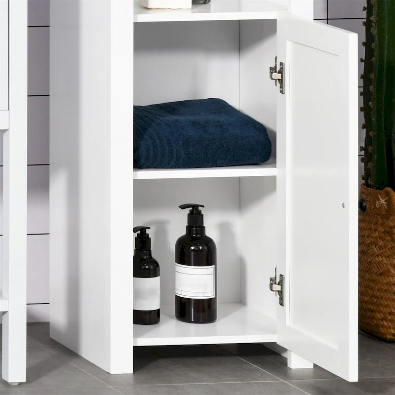 Freestanding Bathroom Storage Cabinet with 2 Doors & Open Shelves