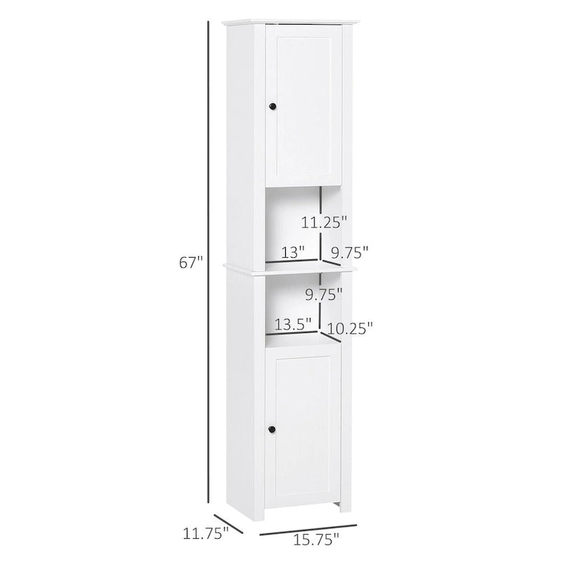 Freestanding Bathroom Storage Cabinet with 2 Doors & Open Shelves