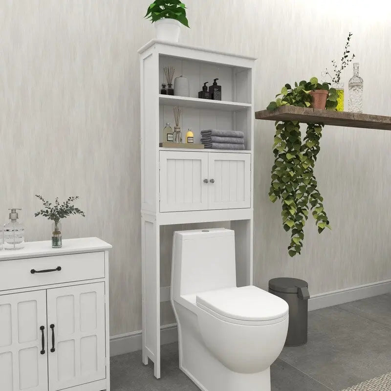 Over-Toilet Storage Cabinet with 2 Doors and 2-Tier Interior