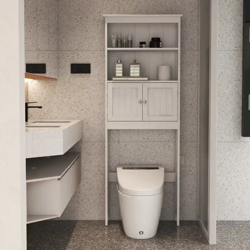 Over-Toilet Storage Cabinet with 2 Doors and 2-Tier Interior