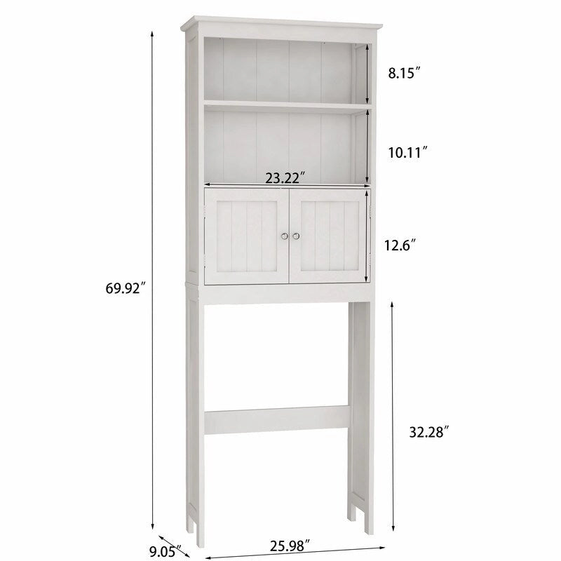 Over-Toilet Storage Cabinet with 2 Doors and 2-Tier Interior