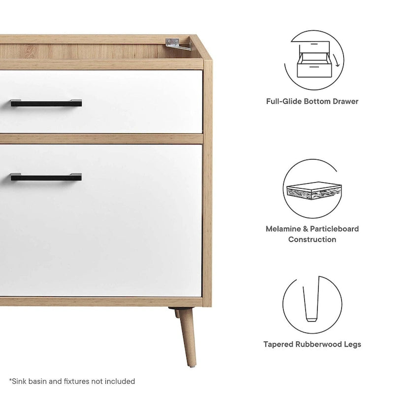 36" Bathroom Vanity Cabinet with Drawer and Rubberwood Legs