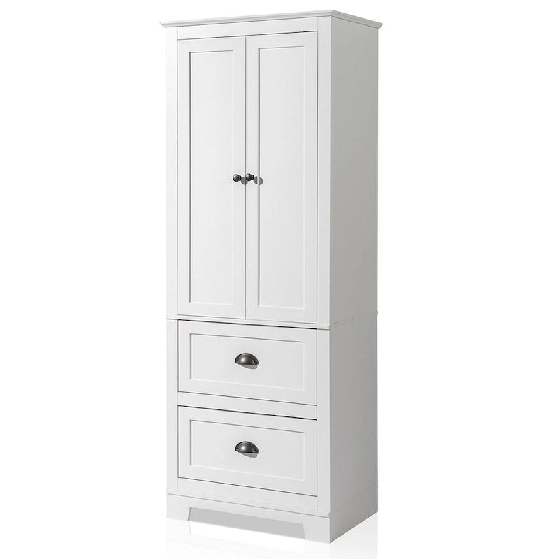 Tall Bathroom Storage Cabinet with 2 Drawers & Adjustable Shelves