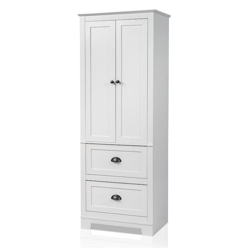 Tall Bathroom Storage Cabinet with 2 Drawers & Adjustable Shelves