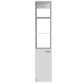 Single-Door Linen Storage Cabinet with 3 Open Shelves – Weathered Oak Finish