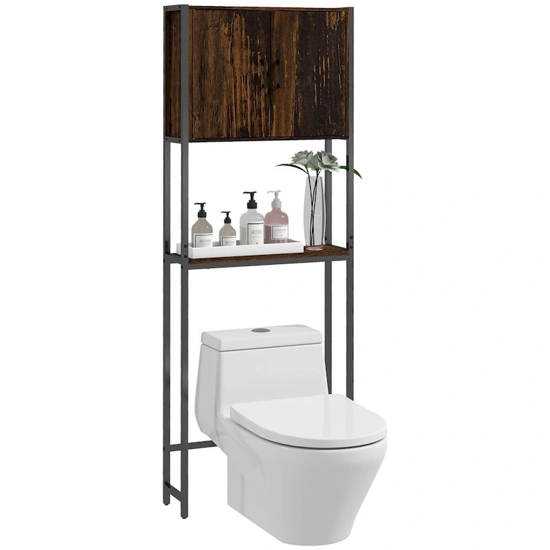 Industrial Over-Toilet Storage Cabinet with Double Door and Adjustable Shelf