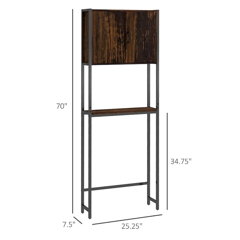 Industrial Over-Toilet Storage Cabinet with Double Door and Adjustable Shelf