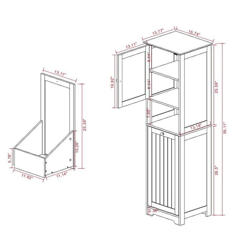 Tilt-Out Laundry Sorter Cabinet with Top Shelf and Removable Cloth Bag