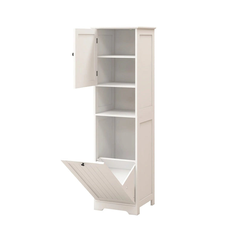 Tilt-Out Laundry Sorter Cabinet with Top Shelf and Removable Cloth Bag