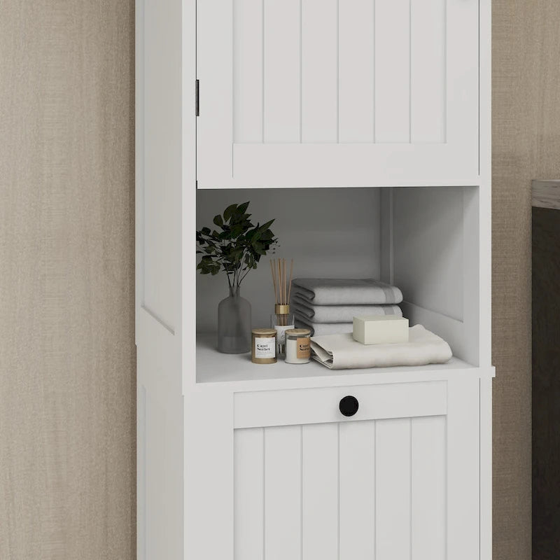 Tilt-Out Laundry Sorter Cabinet with Top Shelf and Removable Cloth Bag
