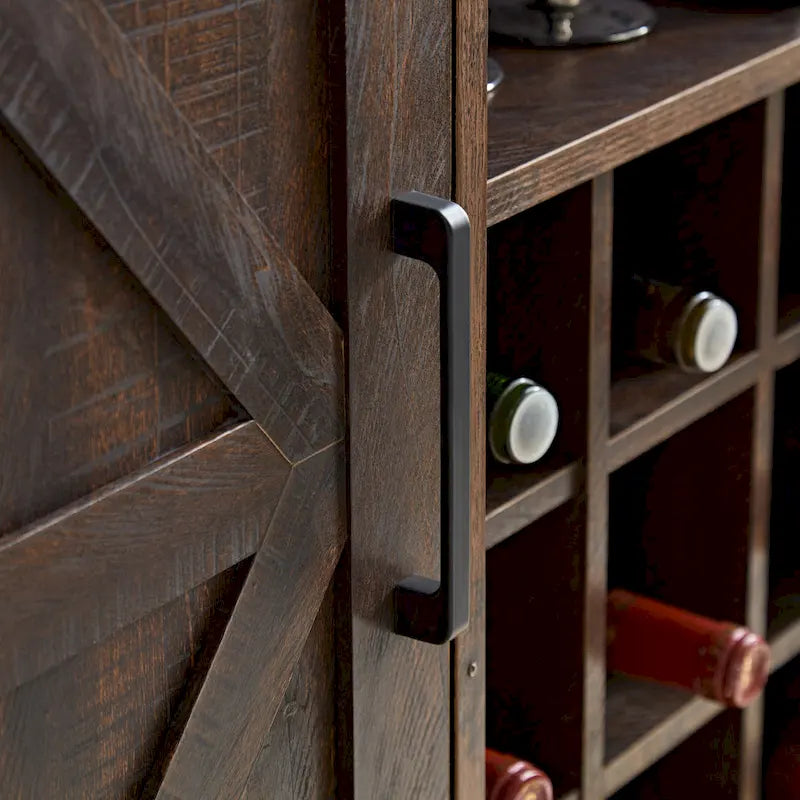 Farmhouse Sideboard Buffet Cabinet with Wine Rack & Adjustable Shelves