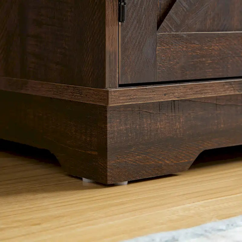 Farmhouse Sideboard Buffet Cabinet with Wine Rack & Adjustable Shelves