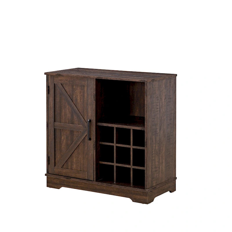 Farmhouse Sideboard Buffet Cabinet with Wine Rack & Adjustable Shelves