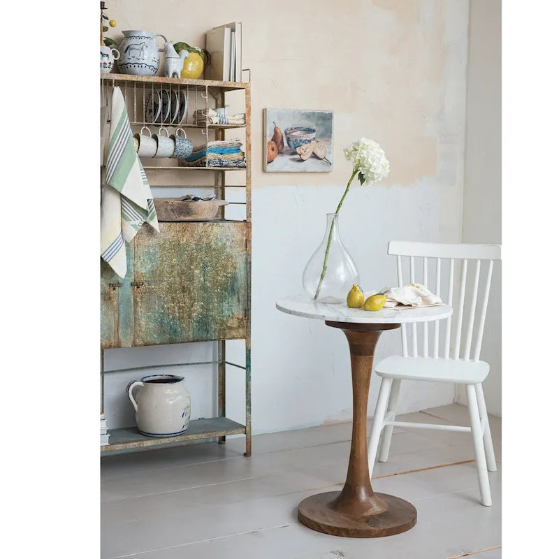 Vintage Distressed Metal Cabinet with Wire Slatted Shelves