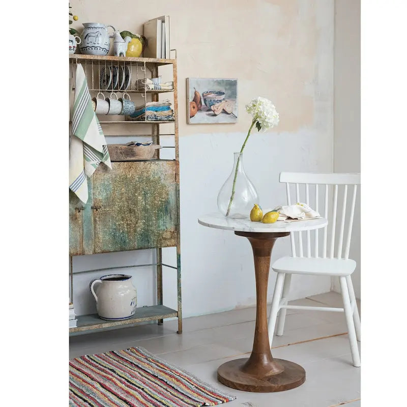 Vintage Distressed Metal Cabinet with Wire Slatted Shelves