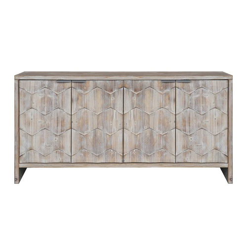 4-Door Fluted Wood Sideboard with Adjustable Shelves