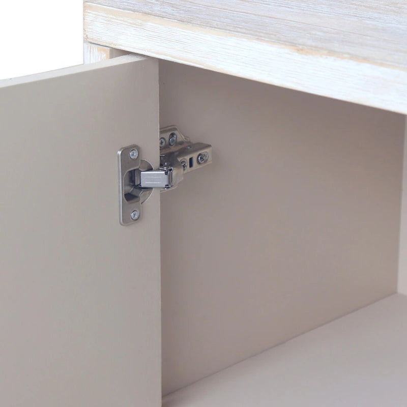 4-Door Fluted Wood Sideboard with Adjustable Shelves