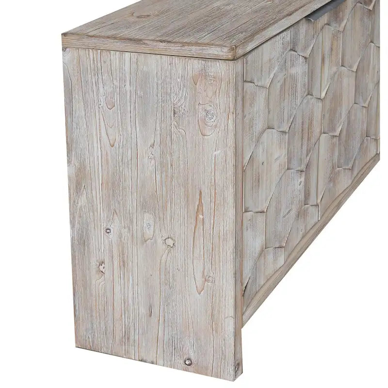 4-Door Fluted Wood Sideboard with Adjustable Shelves