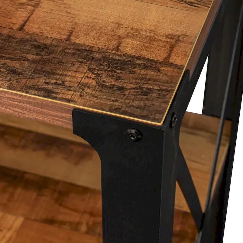 Industrial Wood & Metal TV Stand with Mesh Door – Fits TVs Up to 80"