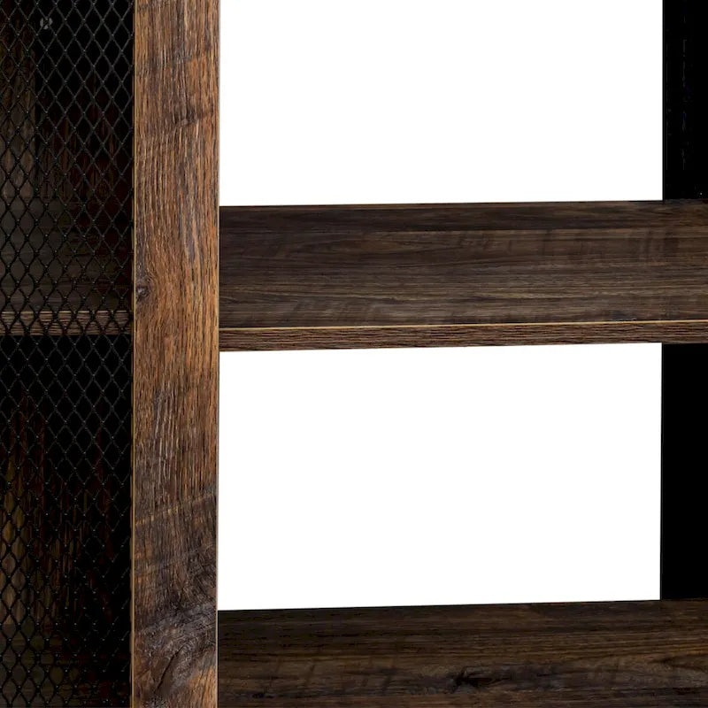 Industrial Wood & Metal TV Stand with Mesh Door – Fits TVs Up to 80"